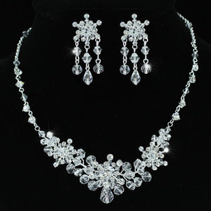 Bridal Handmade Crystal Necklace Earrings Set XS1199-0