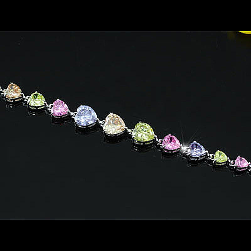 29 Carat Sparkling Multi-Colour Heart Created Topaz Bracelet XSB065-3