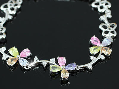 3 Carat Multi-Colour Butterfly Created Topaz Bracelet XSB066-0