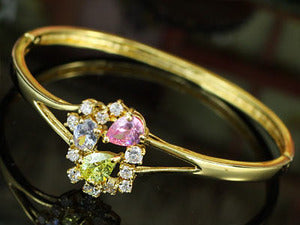 3 Carat Multi-Colour Created Topaz Gold Plated Bangle XSB110-0