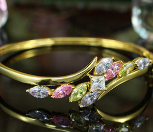 4 Carat Multi-Colour Created Topaz Gold Plated Bangle XSB112-0