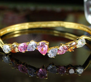 4.5 Carat Multi-Colour Created Topaz Gold Plated Bangle XSB113-0