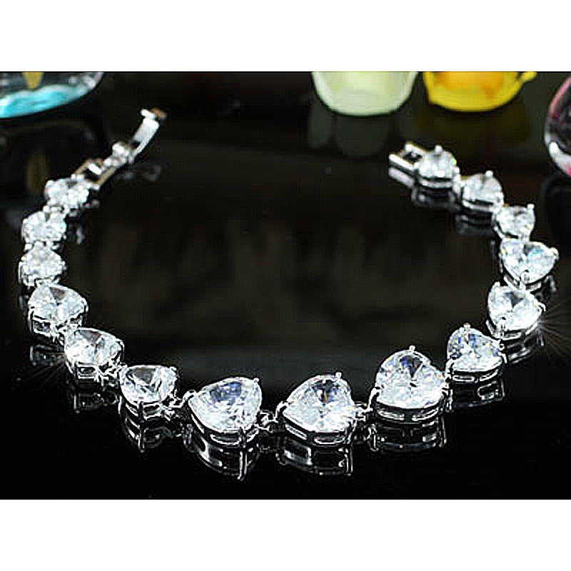 11 Carat Heart Cut CZ Created Diamond Bracelet XSB116-0