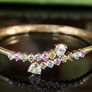 4 Carat Multi-Colour CZ Created Diamond Rose Gold Plated Bangle XSB124-0