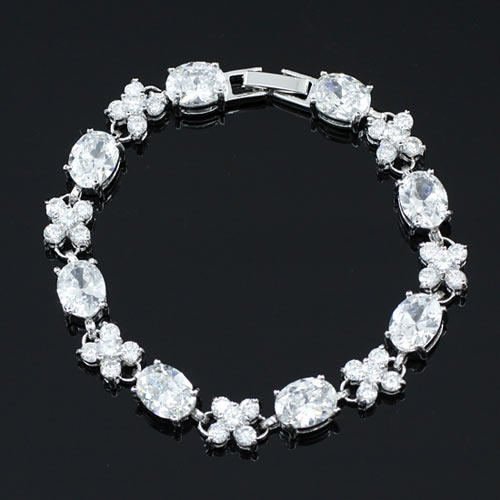 16 Carat Oval Cut CZ Cubic Zirconias Created Diamond Bracelet XSB142-0