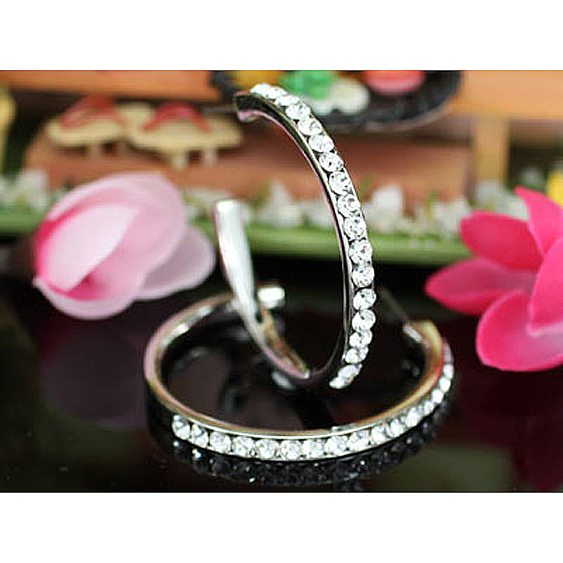1.5" Bling Hoop Earrings use Austrian Crystal XE004-0
