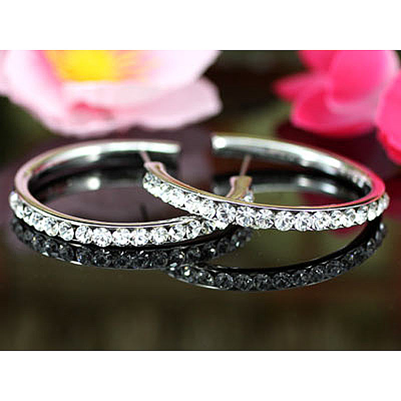 1.5" Bling Hoop Earrings use Austrian Crystal XE004-1