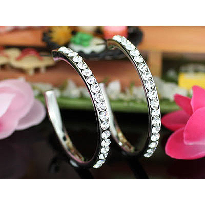 1.5" Bling Hoop Earrings use Austrian Crystal XE004-2