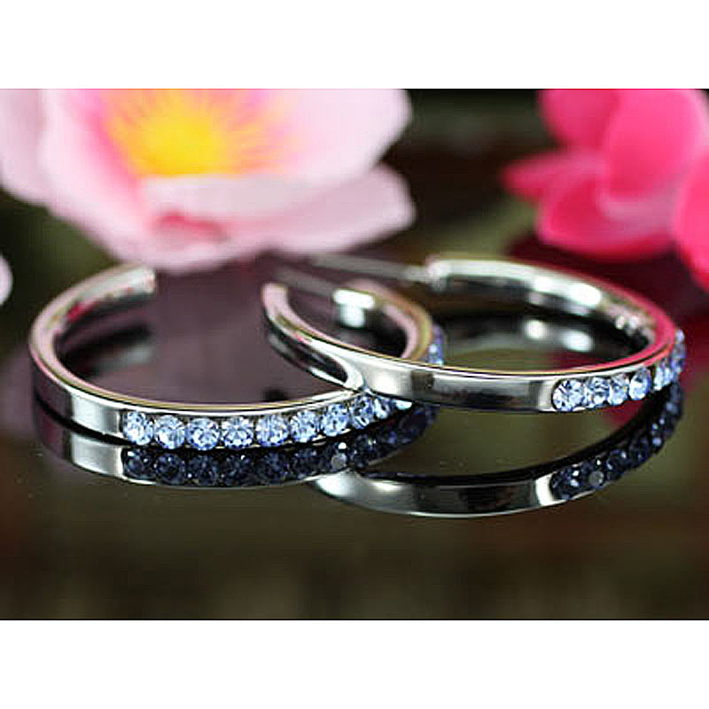 1.5" Blue Hoop Earrings use Austrian Crystal XE005-3