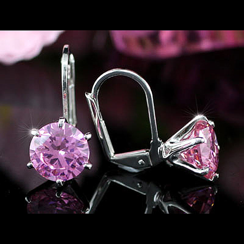 2 Carat Pink Created Sapphire Earrings XE115-1