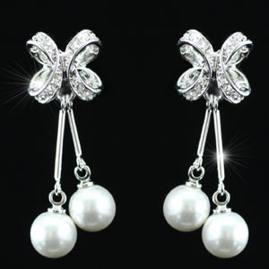 White Shell Pearl Earrings use Swarovski Crystal XE205-0