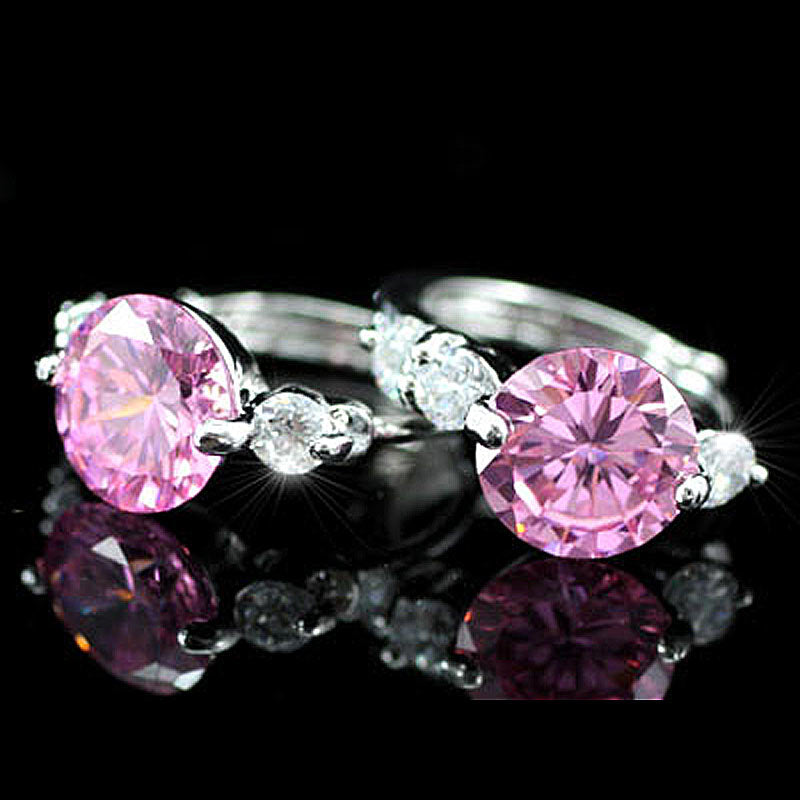 2.5 Carat Pink Created Sapphire Huggie Earrings XE219-0