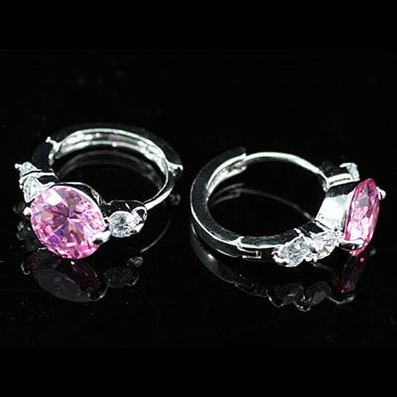2.5 Carat Pink Created Sapphire Huggie Earrings XE219-1