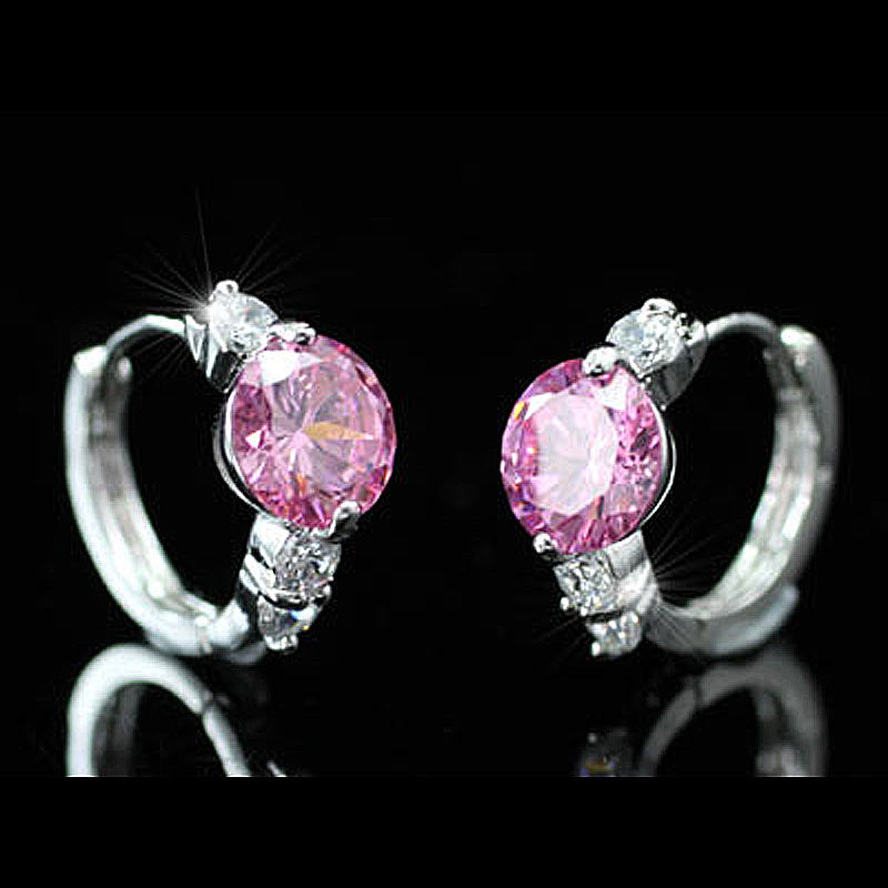 2.5 Carat Pink Created Sapphire Huggie Earrings XE219-2