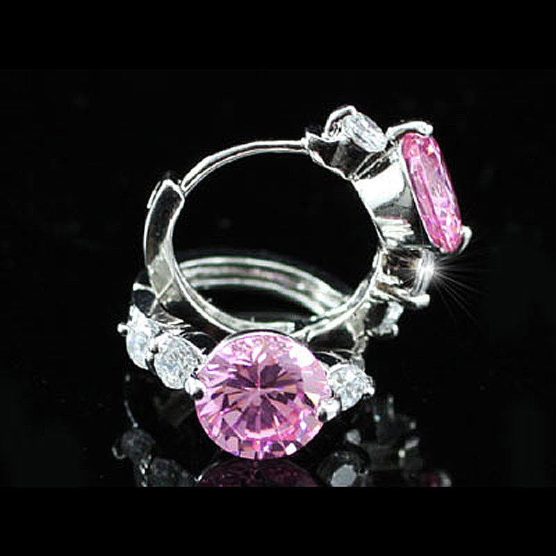 2.5 Carat Pink Created Sapphire Huggie Earrings XE219-3
