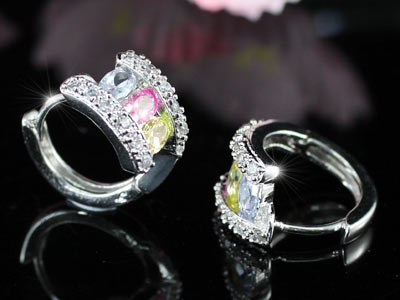 3 Carat Multi-colour Created Topaz Huggie Earrings XE256-2