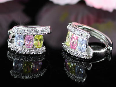 3 Carat Multi-colour Created Topaz Huggie Earrings XE256-1