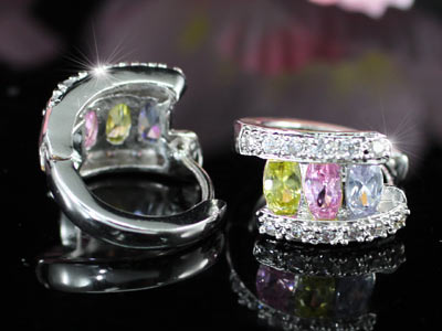 3 Carat Multi-colour Created Topaz Huggie Earrings XE256-3