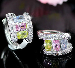 3 Carat Multi-colour Created Topaz Huggie Earrings XE256-0