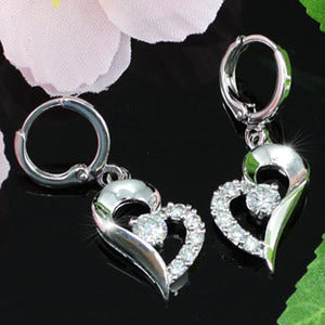 1 Carat Heart Cubic Zirconia Stone Dangle Earrings XE259-0