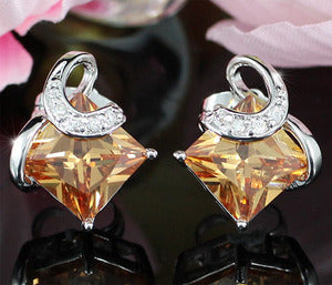 2 Carat Amber Colour Sapphire Stud Earrings XE270-0