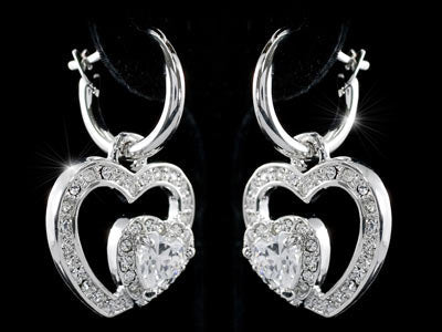 1 Carat Dangle Heart Cubic Zirconia Earrings XE283-2