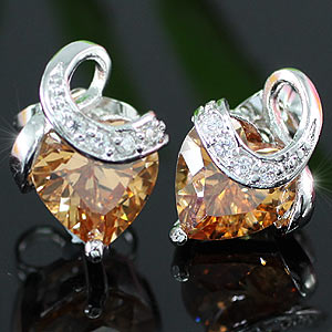 2 Carat Heart Amber Sapphire Stud Earrings XE294-0