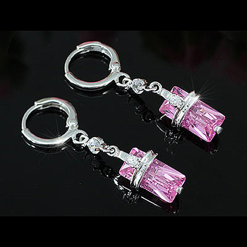 2 Carat Dangle Pink Created Sapphire Earrings XE327-1