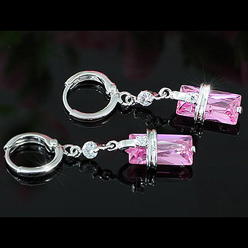 2 Carat Dangle Pink Created Sapphire Earrings XE327-2