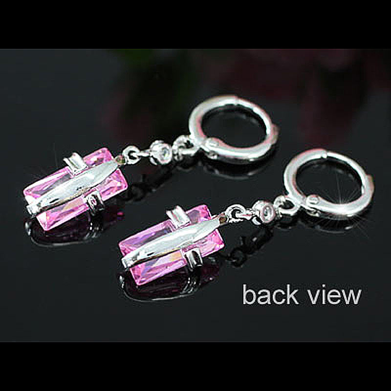 2 Carat Dangle Pink Created Sapphire Earrings XE327-3