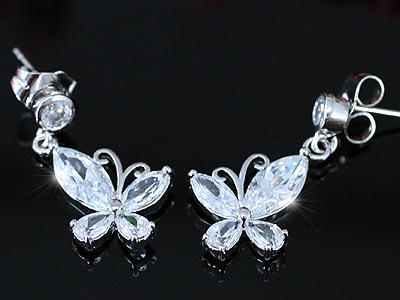 1.5 Carat Created Diamond Dangle Butterfly Earrings XE335-1