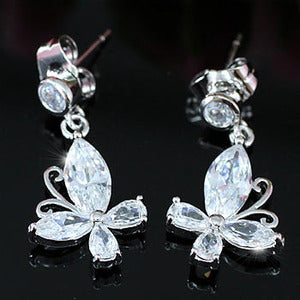 1.5 Carat Created Diamond Dangle Butterfly Earrings XE335-0