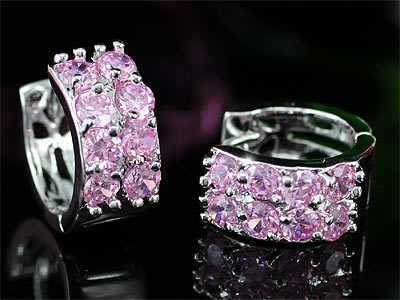 1.5 Carat Created Pink Sapphire Huggie Earrings XE348-0