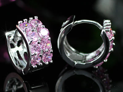 1.5 Carat Created Pink Sapphire Huggie Earrings XE348-2