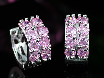 1.5 Carat Created Pink Sapphire Huggie Earrings XE348-1