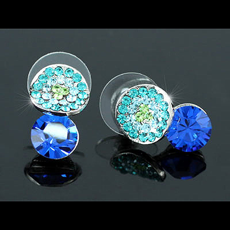 2 Carat Blue Earrings use Austrian Crystal XE362-1