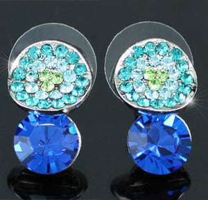 2 Carat Blue Earrings use Austrian Crystal XE362-0