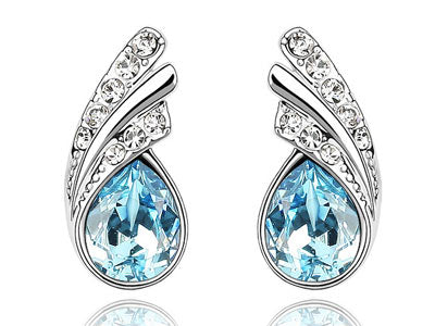 1.5 Carat Aqua Blue Pear Cut Stone Earrings XE470-0