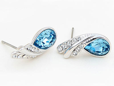 1.5 Carat Aqua Blue Pear Cut Stone Earrings XE470-1