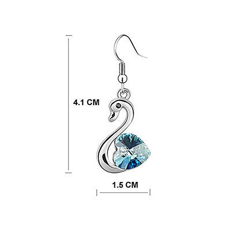 3 Carat Aqua Blue Dangle Swan Earrings use Austrian Crystal XE473-2