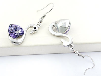3 Carat Purple Dangle Swan Earrings use Austrian Crystal XE474-1