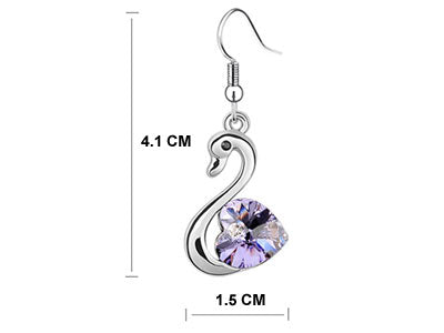 3 Carat Purple Dangle Swan Earrings use Austrian Crystal XE474-2