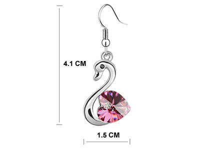 3 Carat Pink Dangle Swan Earrings use Austrian Crystal XE475-2