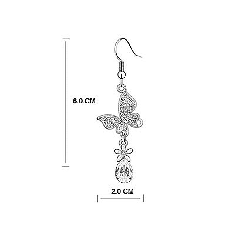 2 Carat Dangle Butterfly Earrings Use Austrian Crystal XE486-2