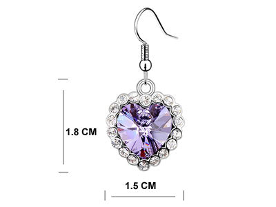 3 Carat Purple Dangle Heart Earrings use Austrian Crystal XE495-2