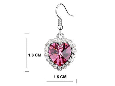 3 Carat Pink Dangle Heart Earrings use Austrian Crystal XE496-2