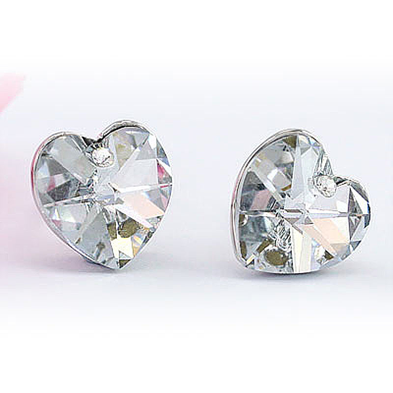 3 Carat Heart Earrings use Austrian Crystal XE501-1