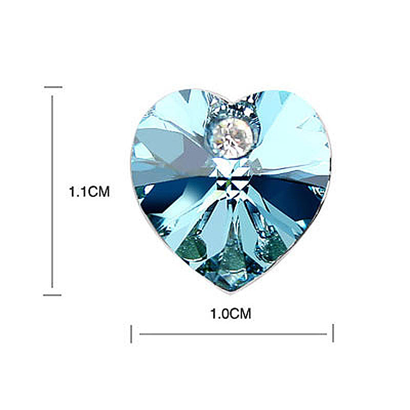 3 Carat Aqua Blue Heart Earrings use Austrian Crystal XE502-2