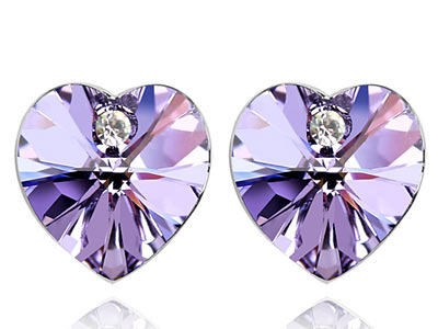 3 Carat Purple Heart Earrings use Austrian Crystal XE503-0