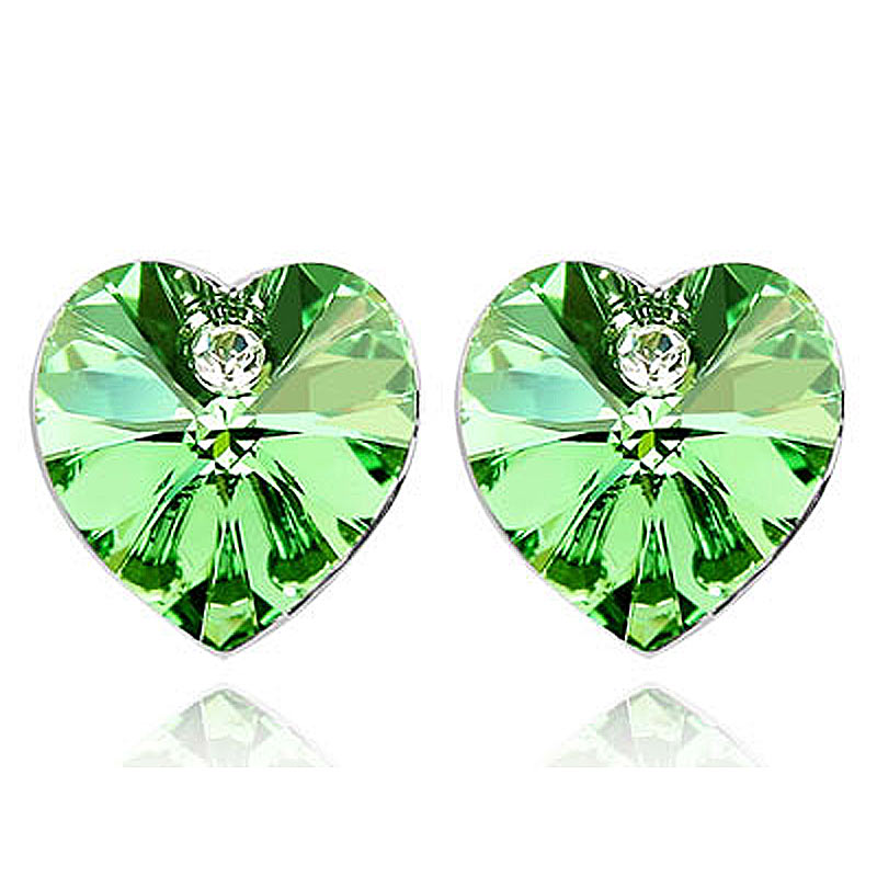 3 Carat Green Heart Earrings use Austrian Crystal XE505-0